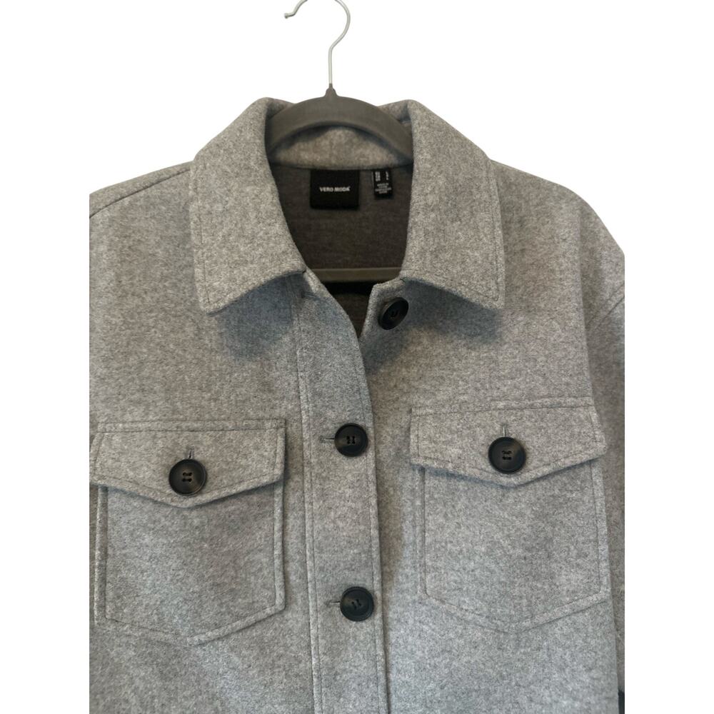 Vero Moda Boxy Button Front Jacket Gray Short Mot… - image 2